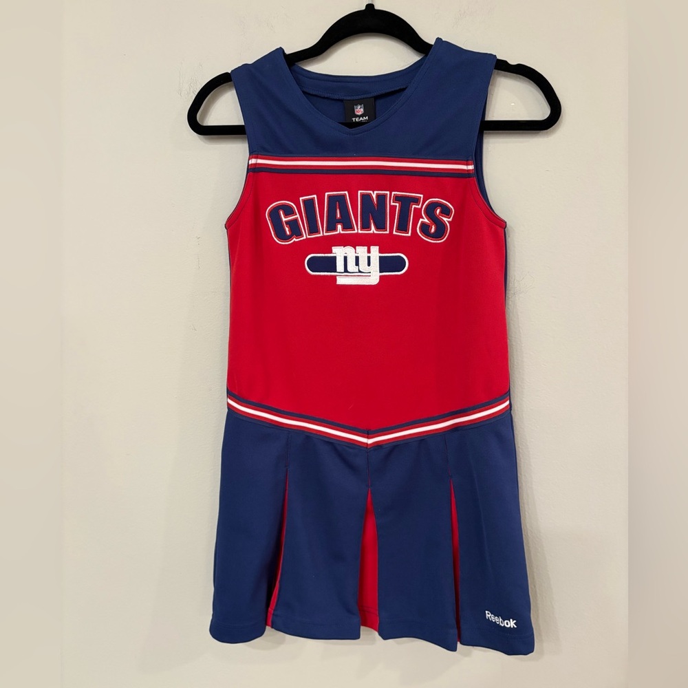 Reebok Girls 10-12 New York Giants Red & Navy Cheer Dress in Excellent Cond.